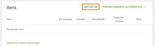 botão Importar