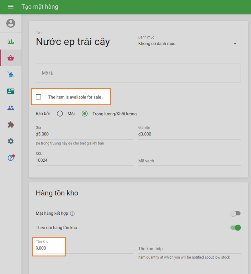 không muốn để bán các thành phần