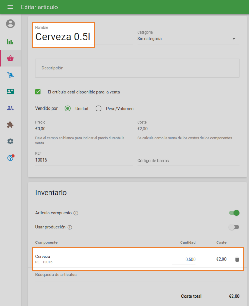 Componente de artículo