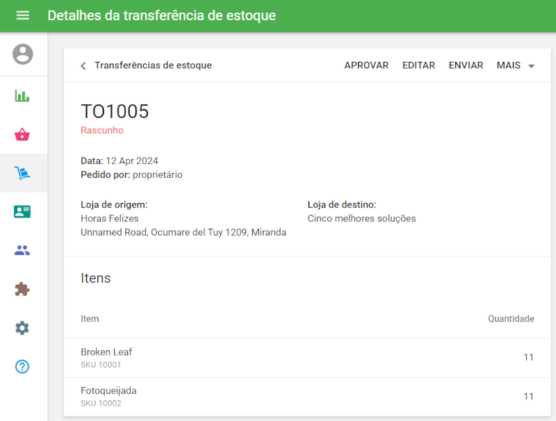 documento com o status Rascunho