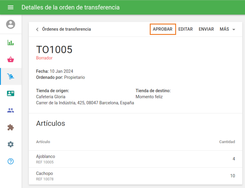el documento con el estado 'Borrador