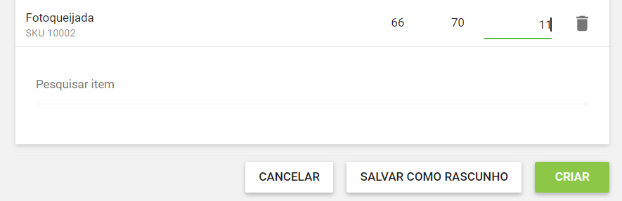 botão Salvar como rascunho, botão Criar