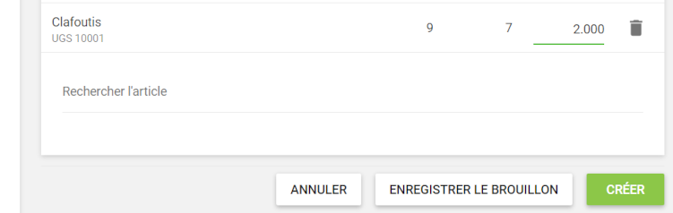 le bouton "Enregistrer le brouillon" le bouton "Créer"