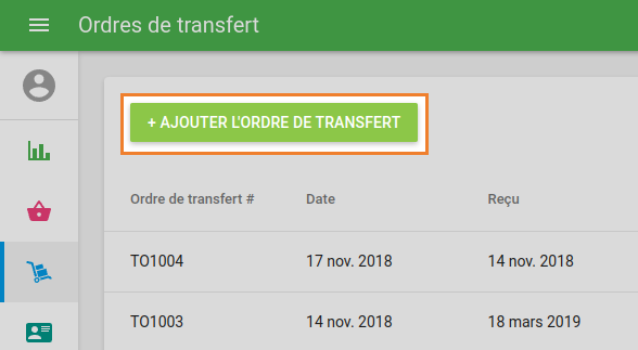 Ajouter un ordre de transfert
