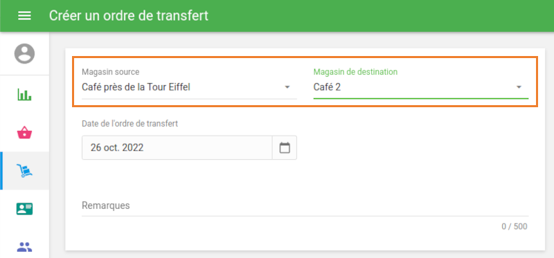 dans la liste déroulante de vos magasins