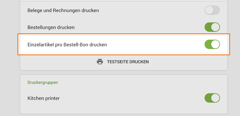 Schalter Einzelnen Artikel pro Bestellschein drucken