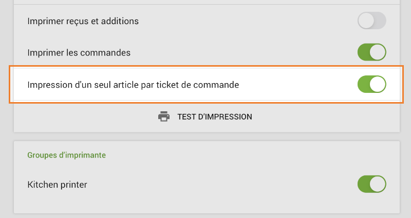 Imprimer un seul article par ticket de commande