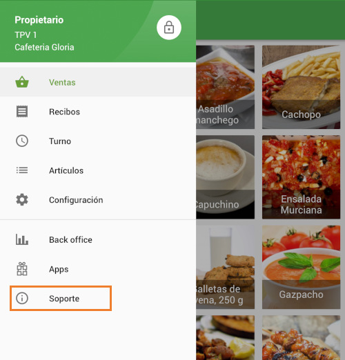 la sección 'Soporte'