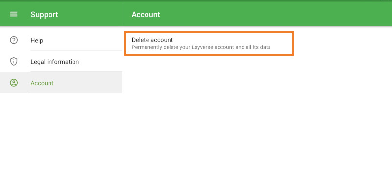Delete account line.