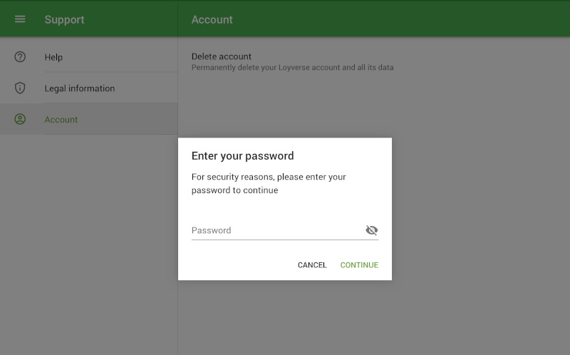 owner password field