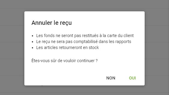 Confirmer l'annulation dans l'écran de dialogue