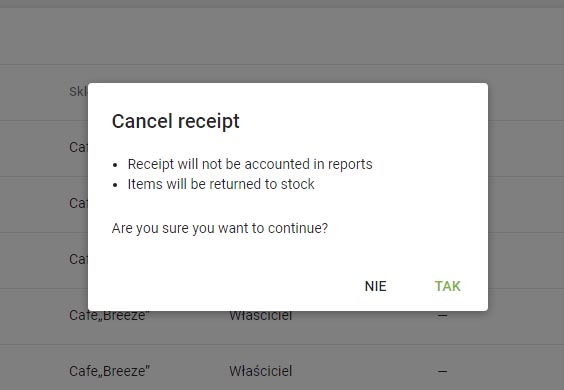 Potwierdź anulowanie