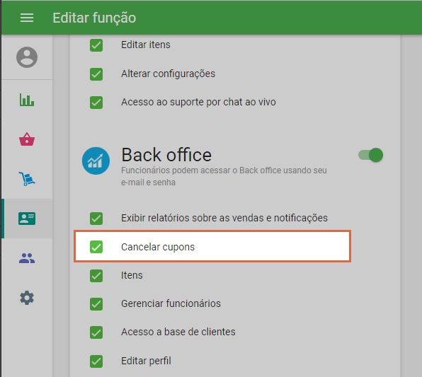 Direitos de cancelar cupons