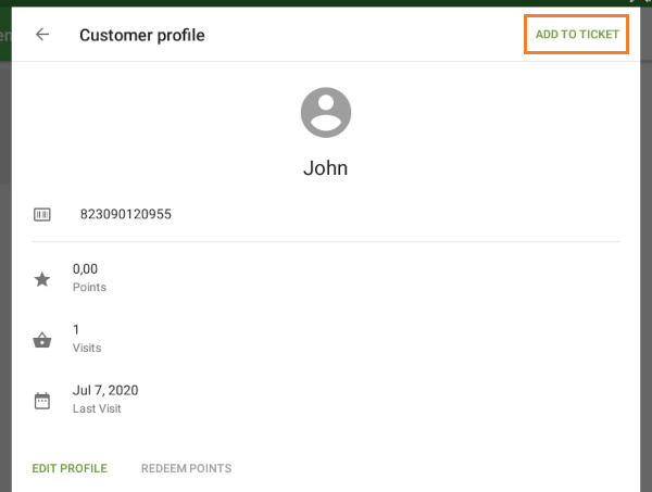 Add to ticket button