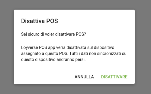 Conferma la tua intenzione facendo clic sul pulsante Disattiva