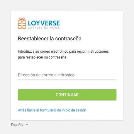 el formulario de restablecimiento de contraseña