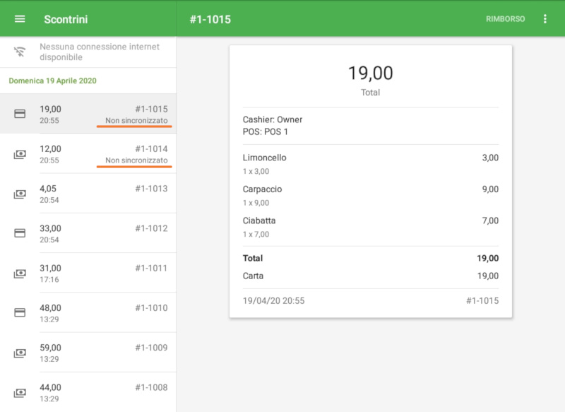 ricevute 'Non sincronizzato'