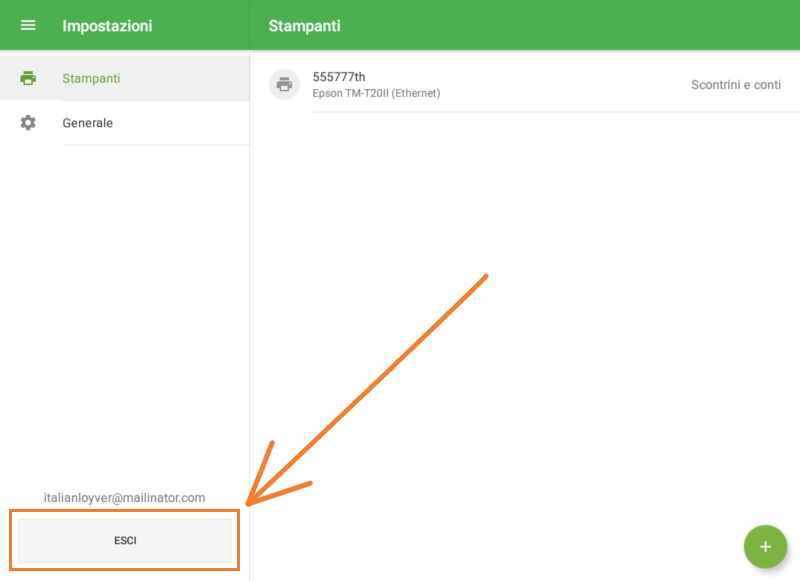 Seleziona il pulsante 'Esci'