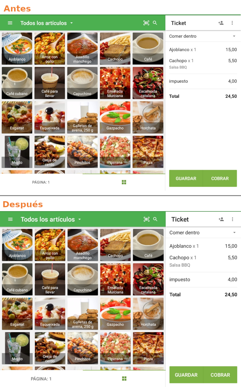 el tamaño de fuente del texto