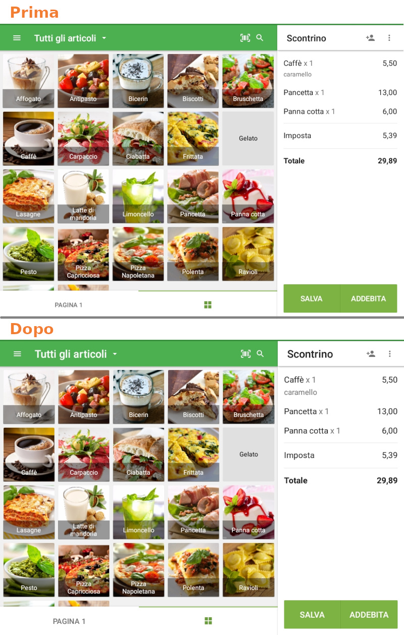la dimensione del carattere del testo nell'app Loyverse POS cambierà