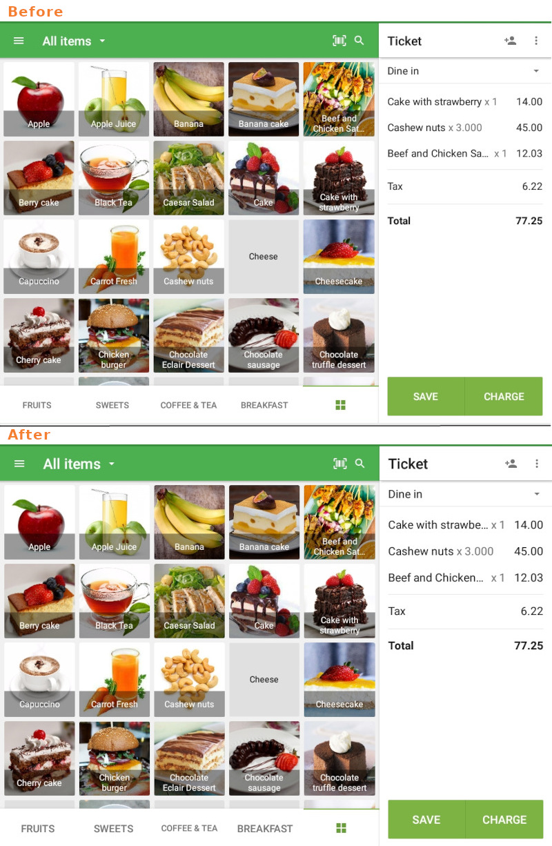 changes of font size of the text in the Loyverse POS app