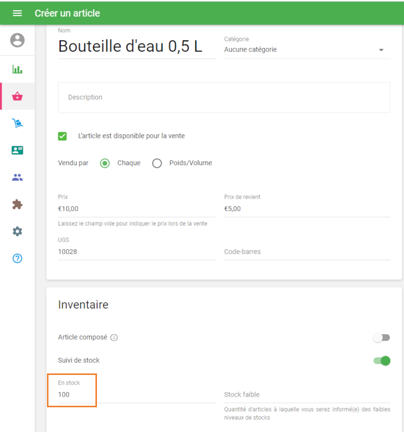 le stock seront automatiquement mis à jour