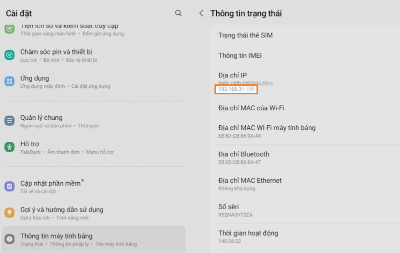 Trên thiết bị di động Android
