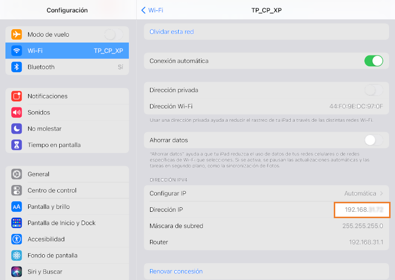 Dirección IP de su enrutador en iOS