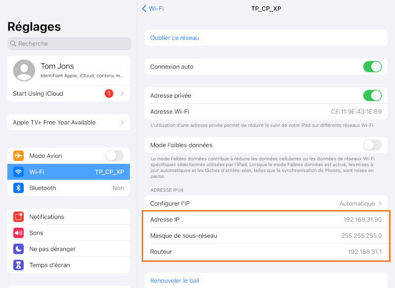 mode de configuration IP