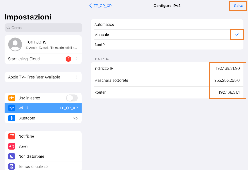 la modalità di configurazione