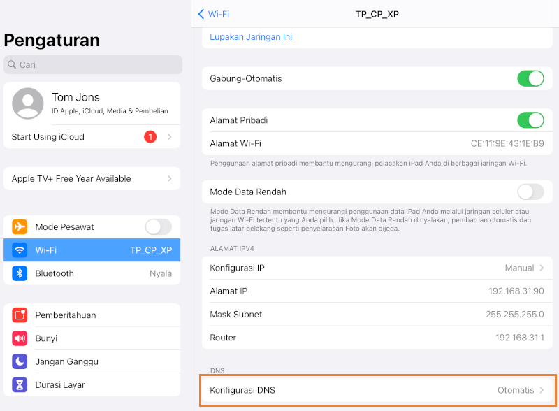konfigurasi IP Manual