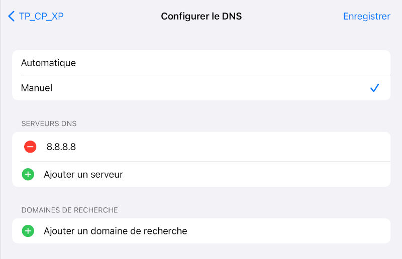 Et ajoutez la valeur du serveur DNS