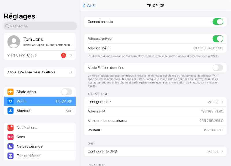 mode adresse IP statique
