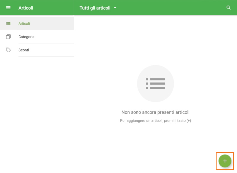 pulsante aggiungere nell'angolo in basso a destra