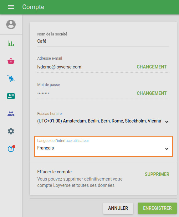 une langue pour le Back Office