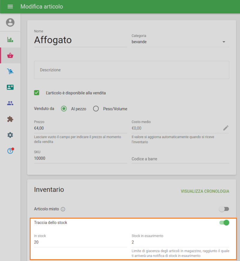 Apri l'articolo necessario da modificare