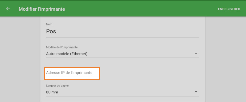 le champ ‘Adresse IP de l’imprimante’