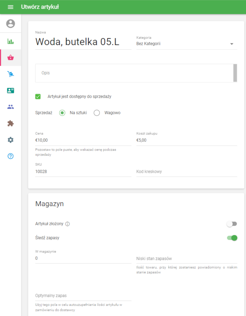 Przedmiot do sprzedaży na sztuki