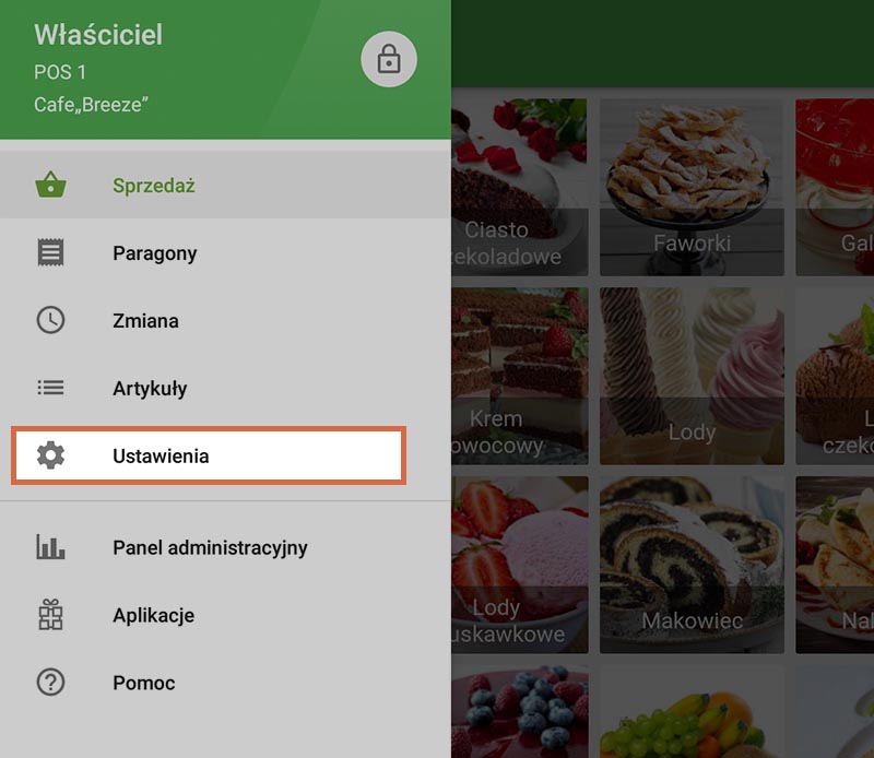 sekcia Ustawienia