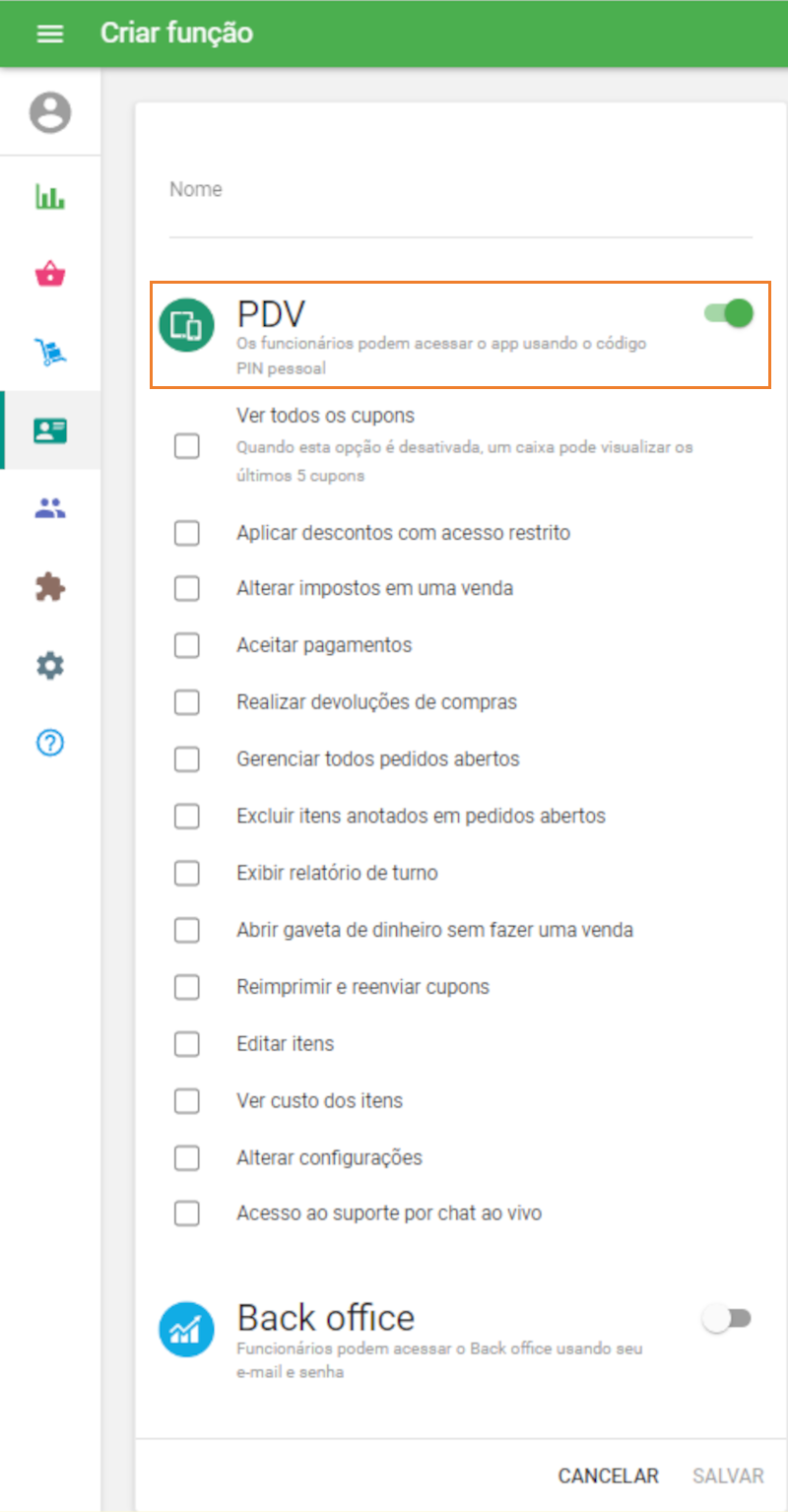 Diretos de acesso POS