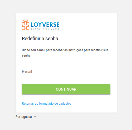 Digite seu email no formulário 'Redefinir senha'
