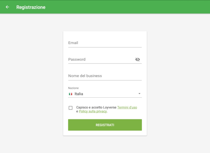 Crea il tuo account compilando