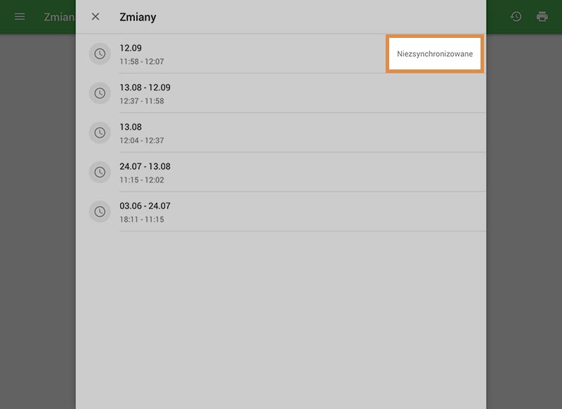 Zmiany niezsynchronizowane