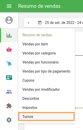 Relatórios de turnos
