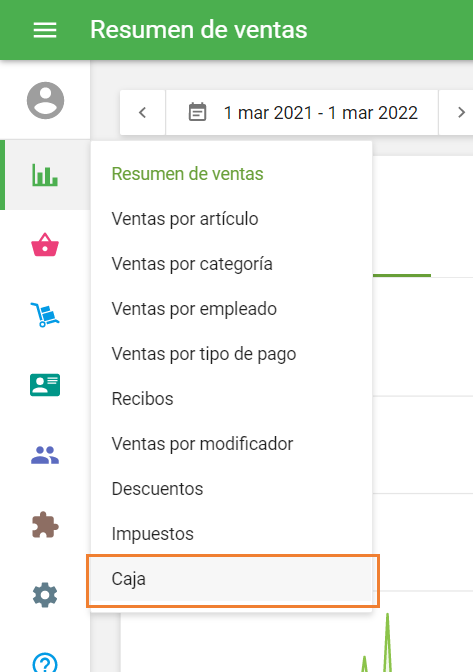 los cierres de caja en el menú Informes del Back office