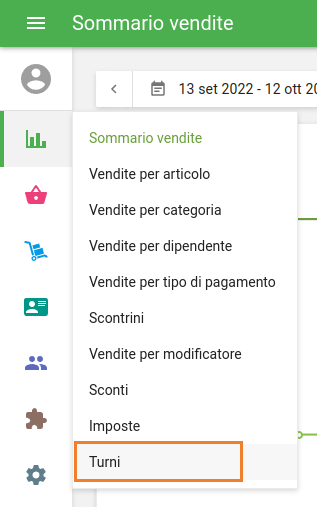 I resoconti del turno li trovi nel menu I report del Back office