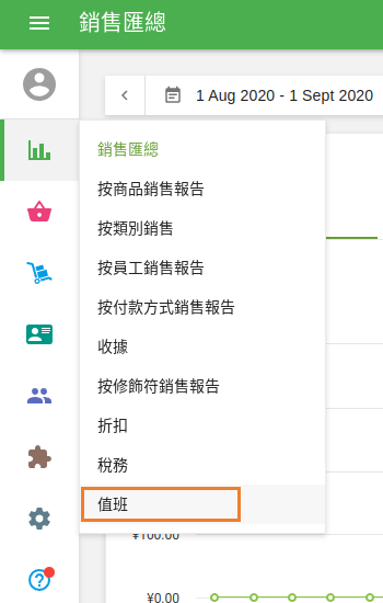 您可以在後台管理系統的「報告」選單中找到班次報告。