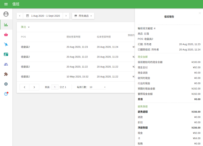 點擊班次行即可查看有關特定班次的詳細資料