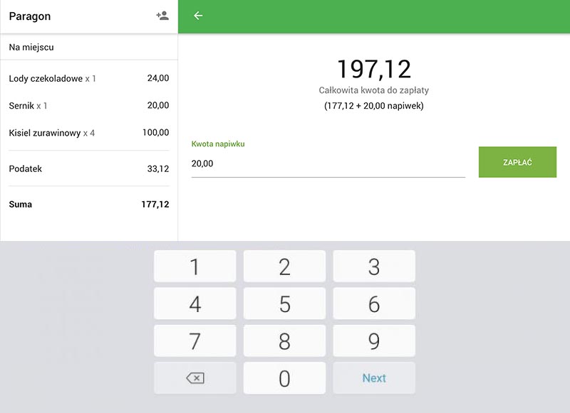 Dowolna kwota napiwku