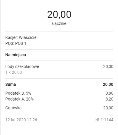 Wartość podatkow 'Wliczonych w cenę'